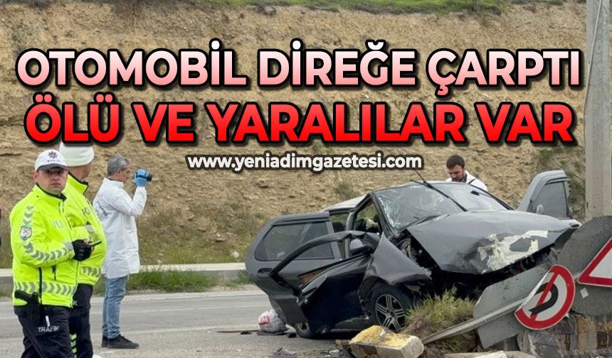 Kontrolden çıkan otomobil direğe çarptı: 1 ölü, 3 yaralı