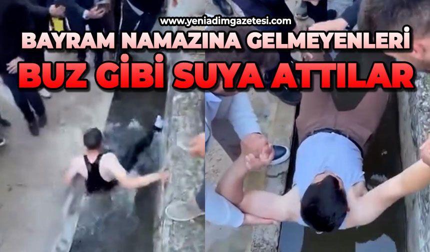 Bayram namazına gelmeyenleri buz gibi suya attılar