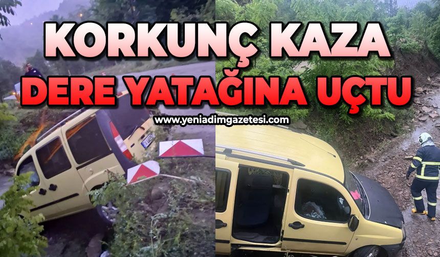 Korkunç kaza: Dere yatağına uçtu