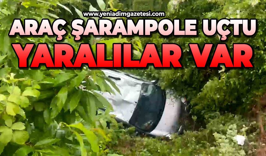 Araç şarampole uçtu: Yaralılar var