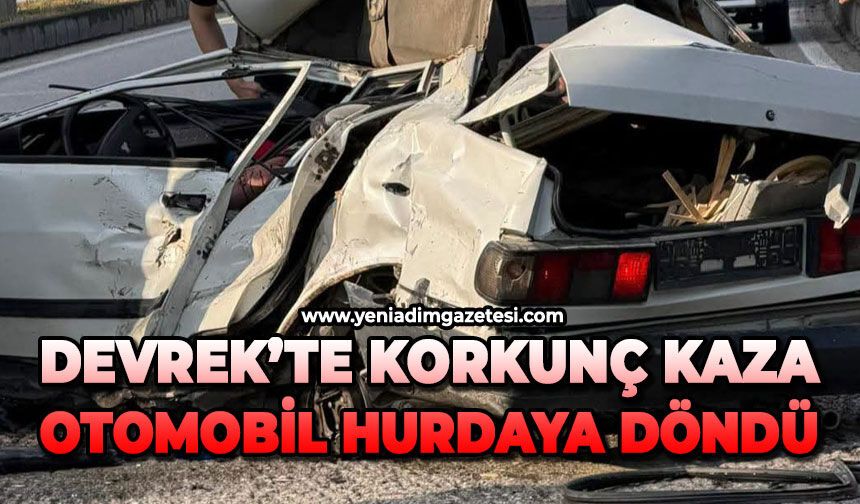Devrek’te korkunç kaza: Otomobil hurdaya döndü