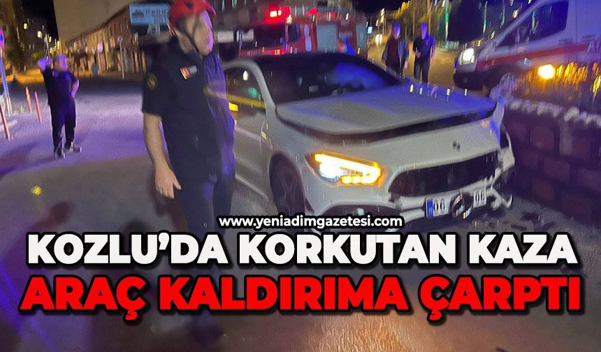 Kozlu'da korkutan kaza: Araç kaldırıma çarptı