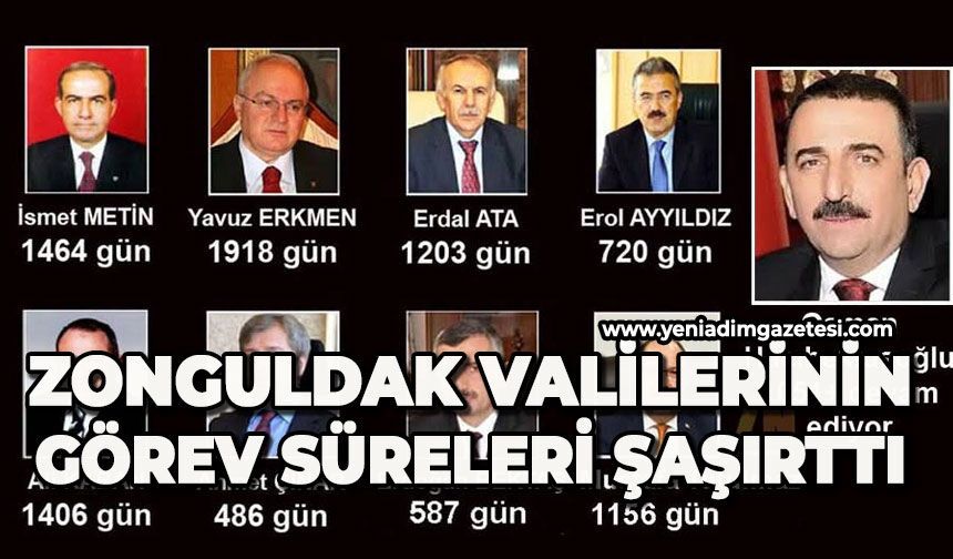 Zonguldak valilerinin görev süreleri şaşırttı