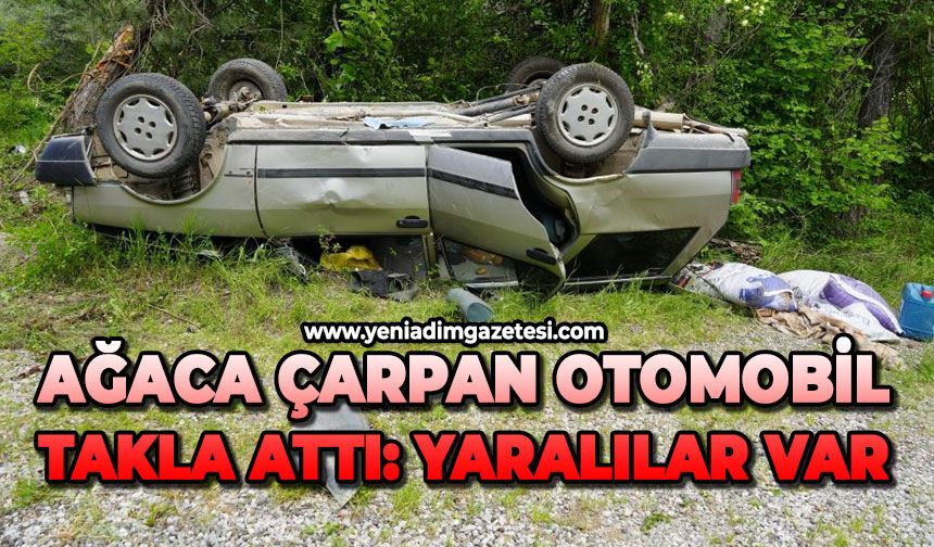 Ağaca çarpan otomobil takla attı: 3 yaralı
