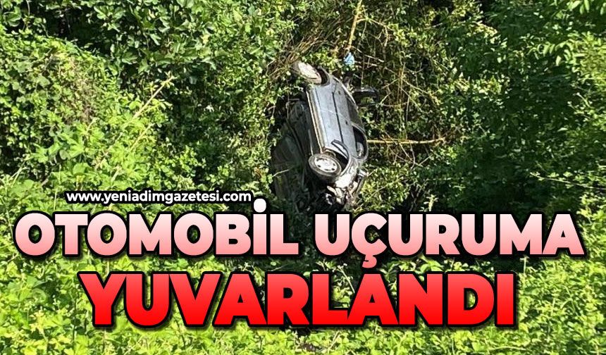Otomobil uçuruma yuvarlandı