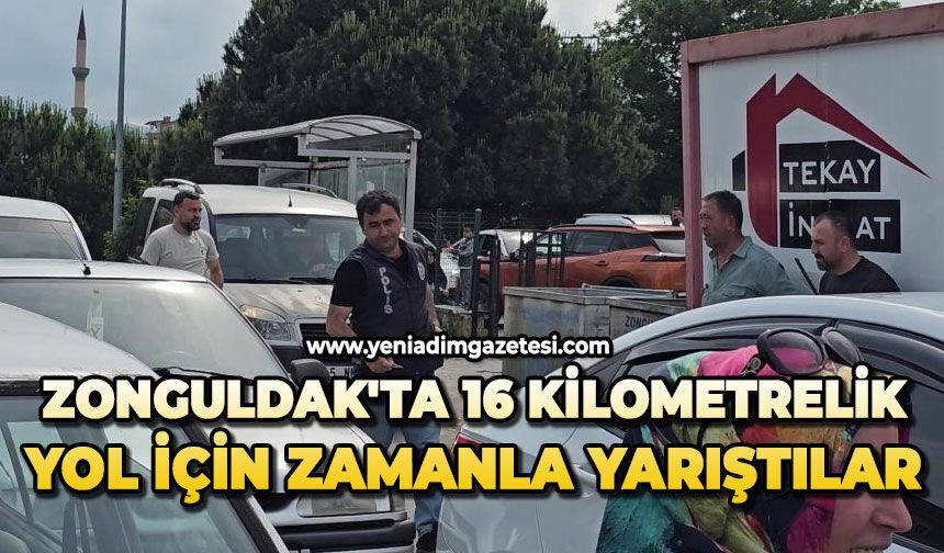 Zonguldak'ta 16 kilometrelik yol için zamanla yarıştılar