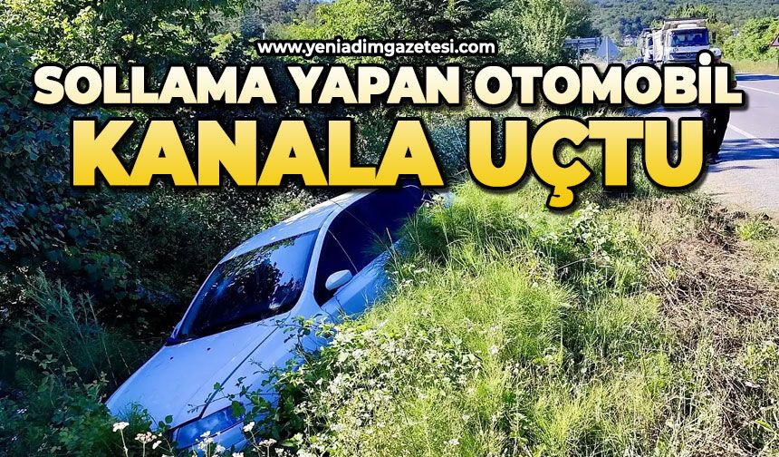 Sollama yapan otomobil kanala uçtu