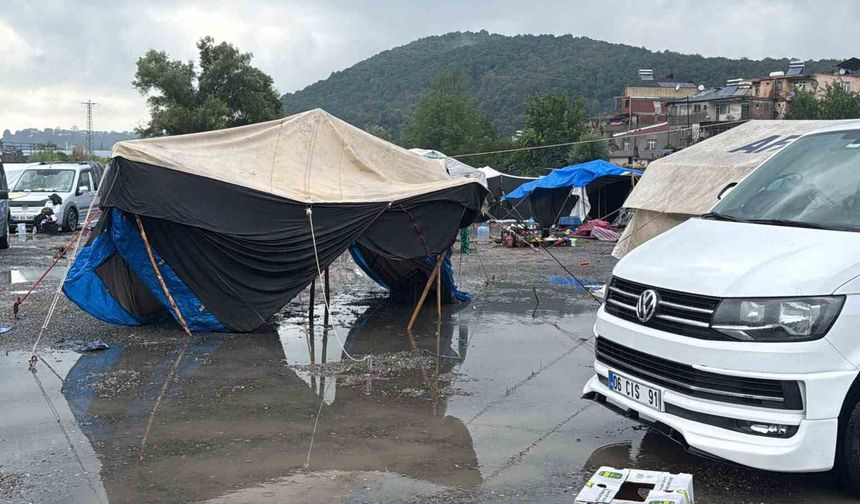 Alaplı'da tarım işçilerinin çadırlarını su bastı