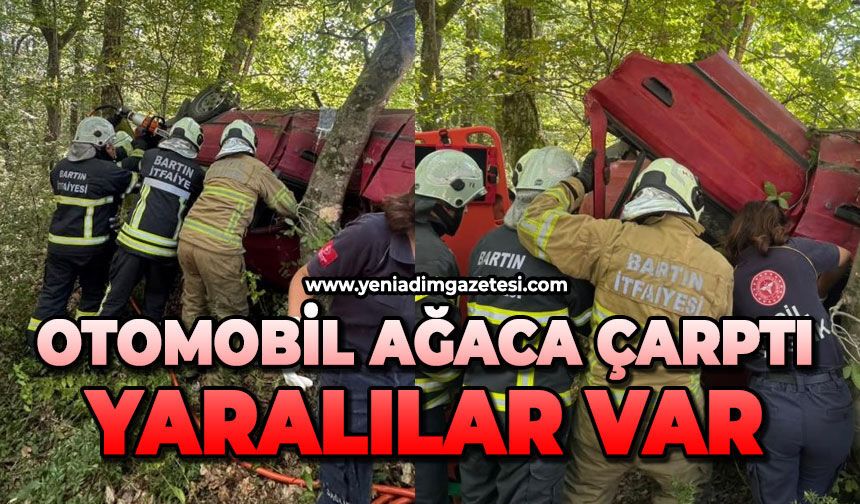 Kontrolden çıkan otomobil ağaca çarptı: Yaralılar var