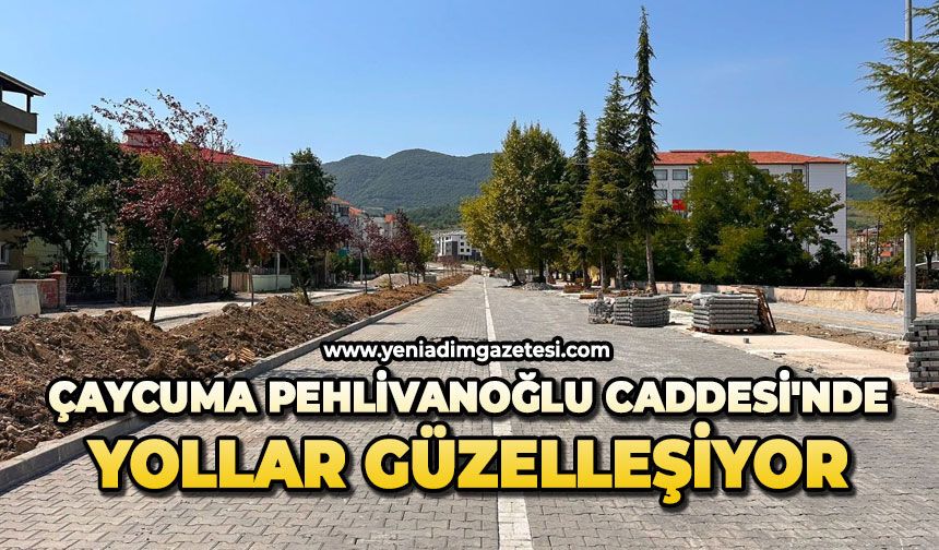 Çaycuma Pehlivanoğlu Caddesi'nde yollar güzelleşiyor