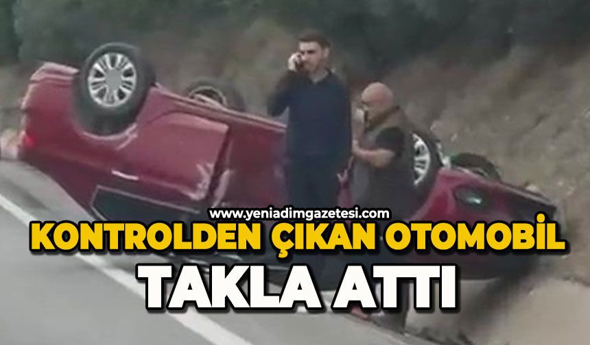 Kontrolden çıkan otomobil takla attı
