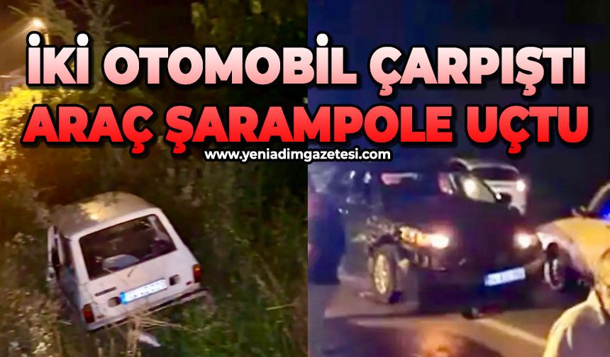İki otomobil çarpıştı: Araç şarampole uçtu