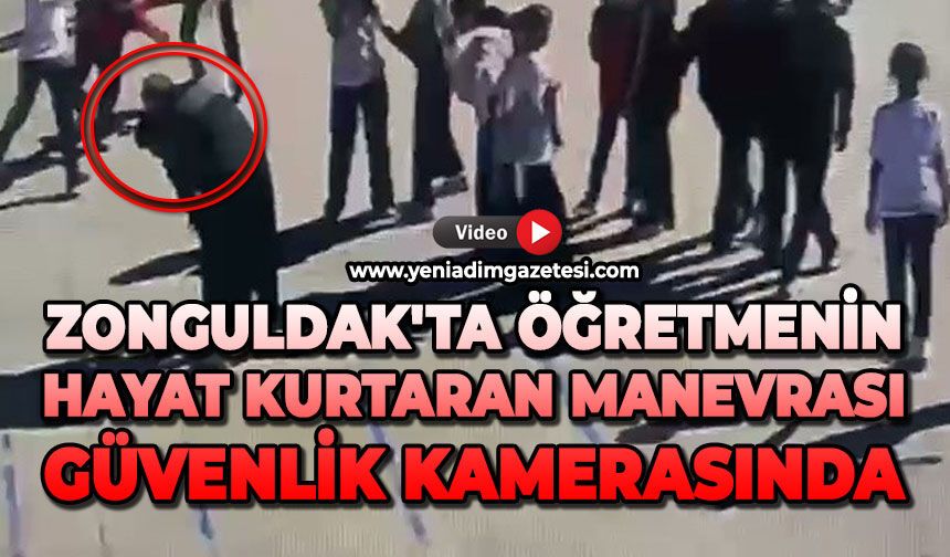 Zonguldak'ta öğretmenin hayat kurtaran manevrası güvenlik kamerasında