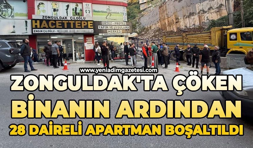 Zonguldak'ta bina çökmesinin ardından tahliyeler sürüyor: 28 daireli apartman boşaltıldı