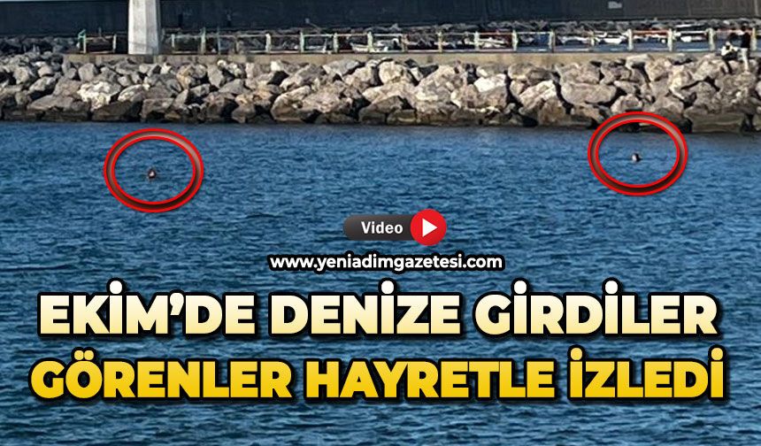 Ekim’de denize girdiler: Görenler hayretle izledi