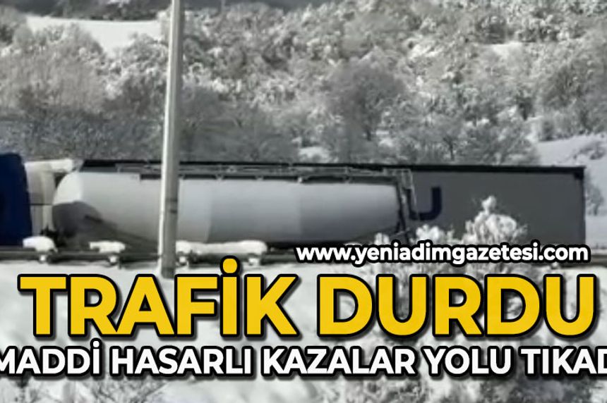 Trafik durdu, maddi hasarlı kazalar yüzünden yol tıkandı