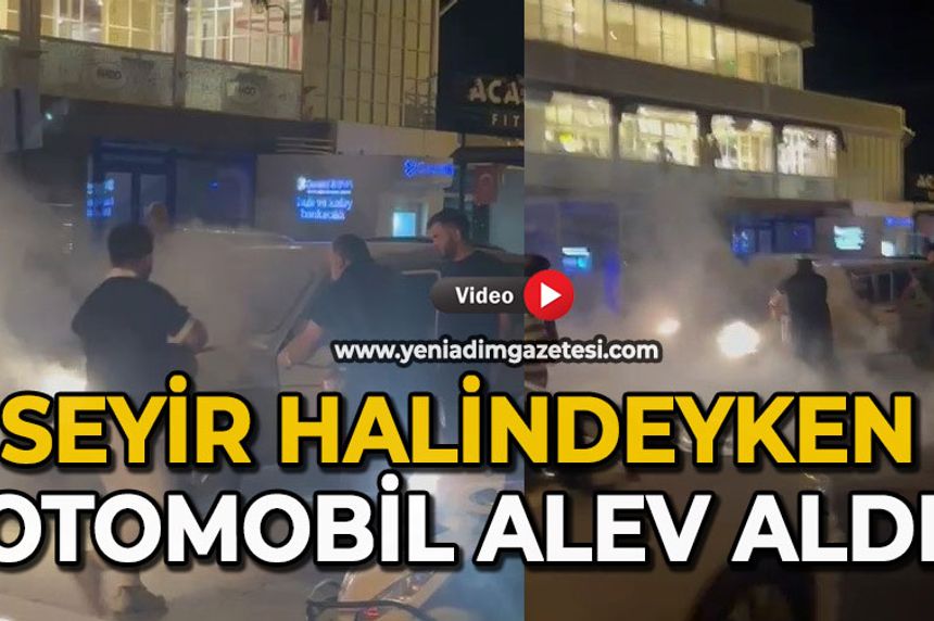 Seyir halindeyken otomobil alev aldı
