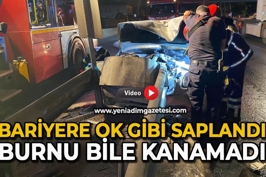 Bariyere ok gibi saplandı: Burnu bile kanamadı