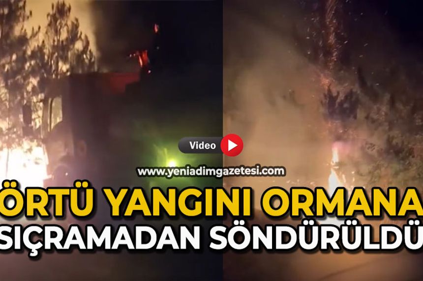 Örtü yangını ormana sıçramadan söndürüldü