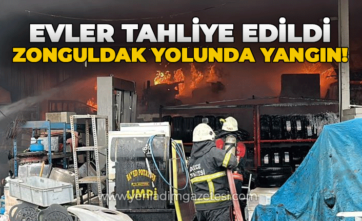 Zonguldak yolunda yangın: Evler tahliye edildi!