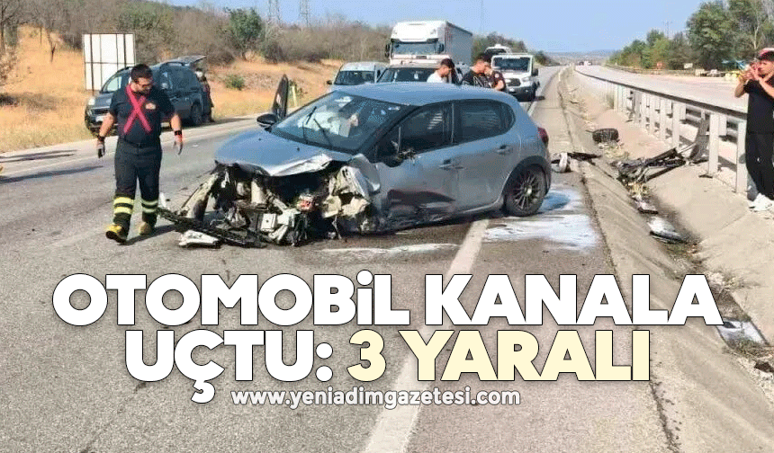 Otomobil kanala uçtu: 3 yaralı