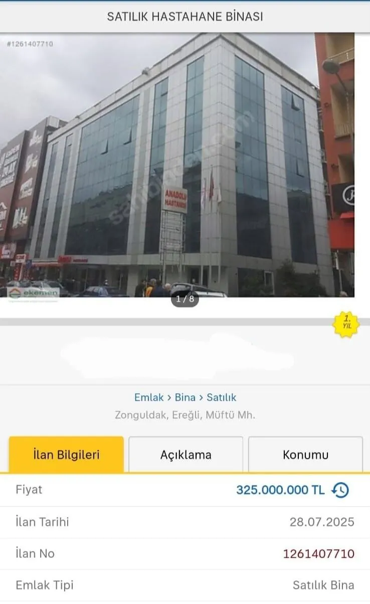Kdz Eregli Anadolu Hastanesi Binasi Satisa Cikarildi 20250829 A W527592