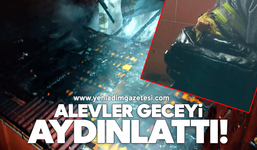Zonguldak’ta alevler geceyi aydınlattı