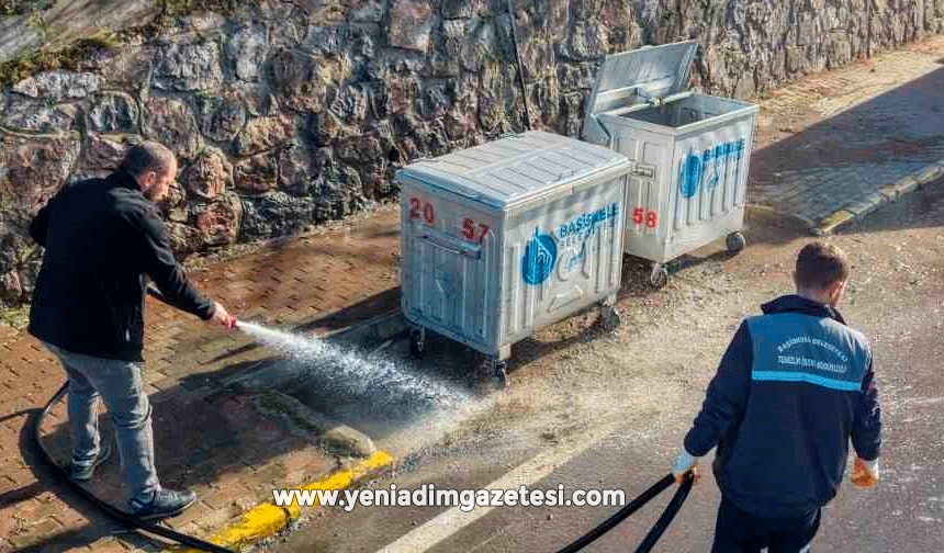 Başiskele'de cadde ve sokaklarda temizlik çalışması yürütülüyor