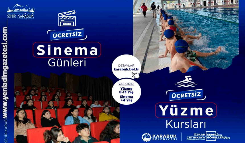 Karabük'te çocuklara ücretsiz yüzme ve sinema etkinlikleri sürüyor