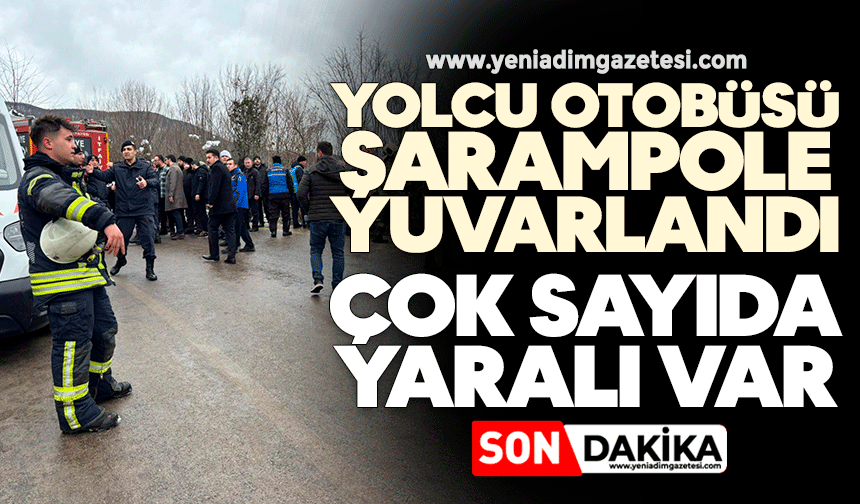 Yolcu otobüsü şarampole yuvarlandı: Çok sayıda yaralı var