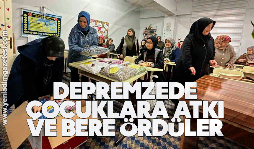 Depremzede çocuklara atkı ve bere ördüler