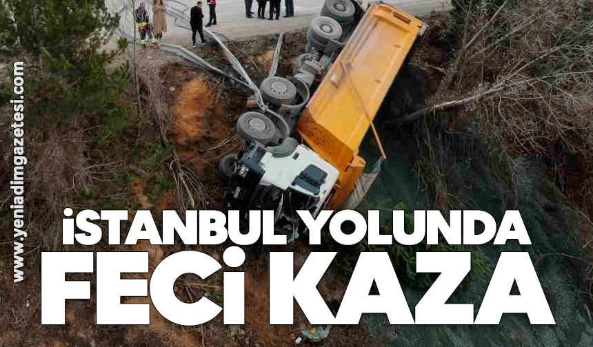 İstanbul yolunda feci kaza: Kamyon, şarampole uçtu