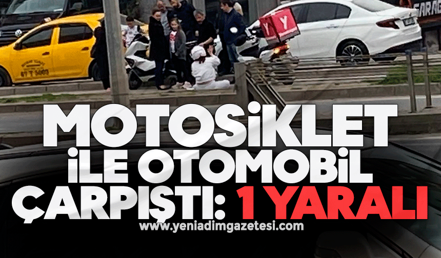 Motosiklet ile otomobil çarpıştı: 1 yaralı