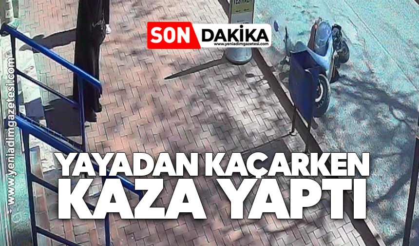 Motosikletli yayadan kaçarken kaza yaptı