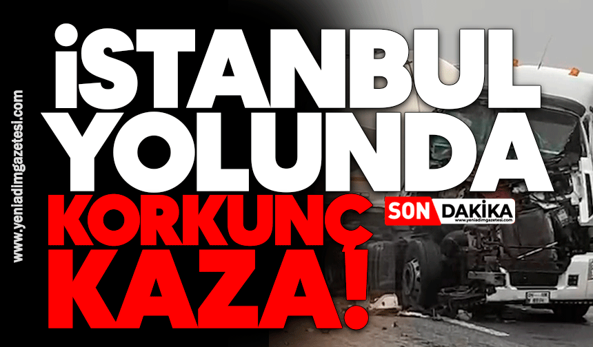 TEM Otoyolu'nda feci kaza: Hurdaya dönen tırdan burnu bile kanamadan çıktı