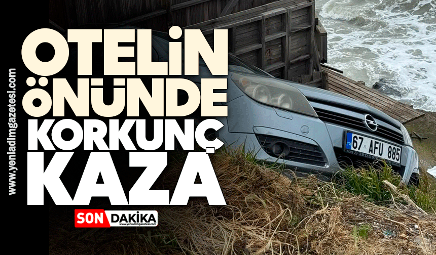 Otelin önünde korkunç kaza