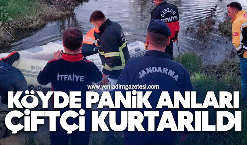 Köyde panik anları: Çiftçi kurtarıldı