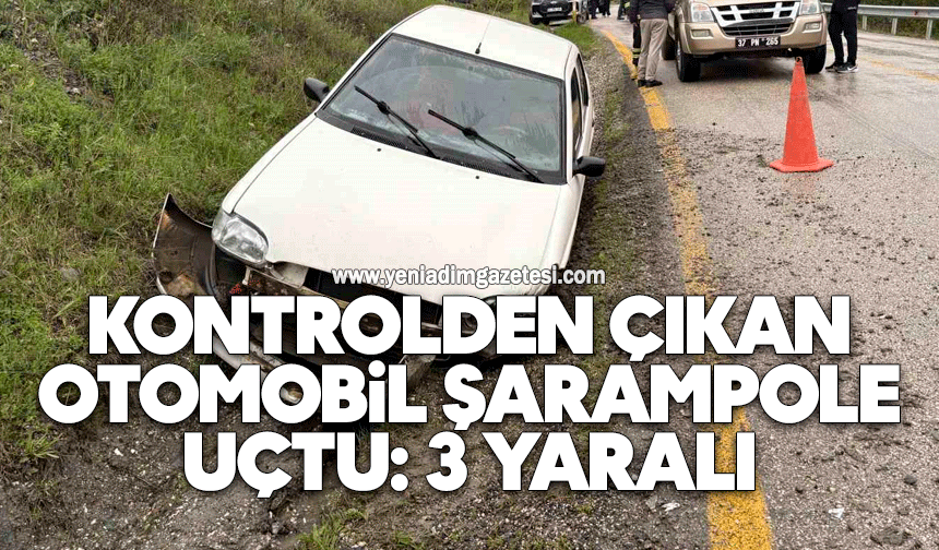 Kontrolden çıkan otomobil şarampole uçtu: 3 yaralı