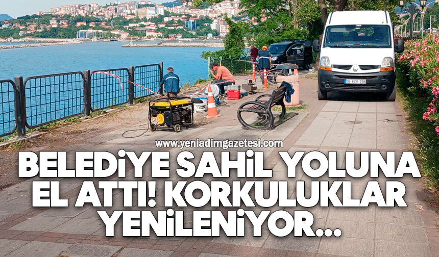 Belediye sahil yoluna el attı: Korkuluklar yenileniyor