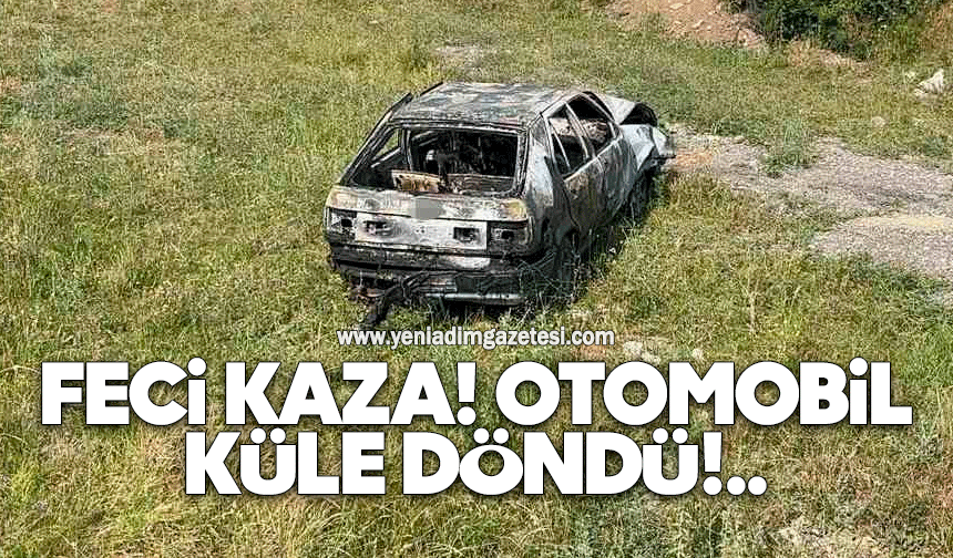 Kamyonetle çarpışan otomobil yandı