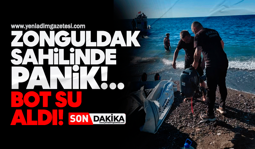 Zonguldak sahilinde panik: Bot su aldı