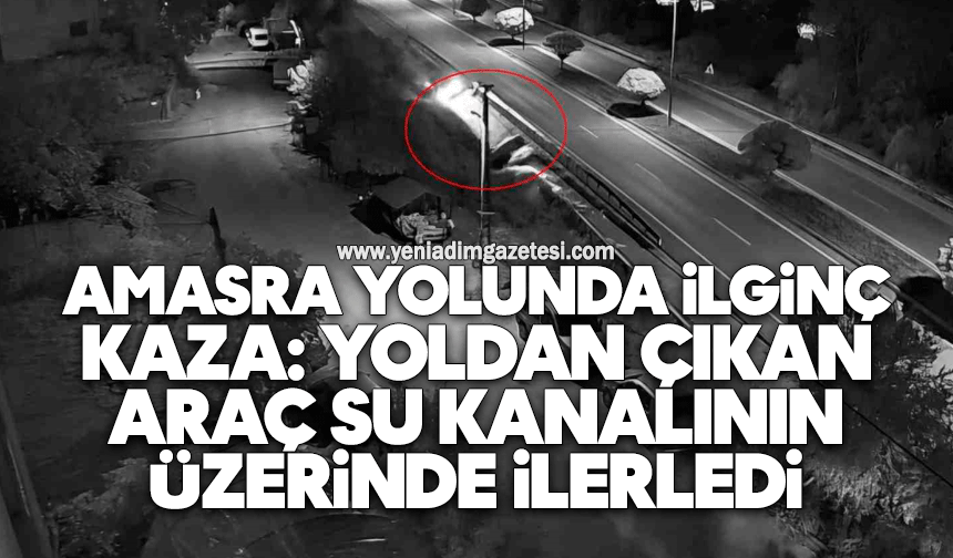 Amasra yolunda ilginç kaza: Yoldan çıkan araç su kanalının üzerinde ilerledi