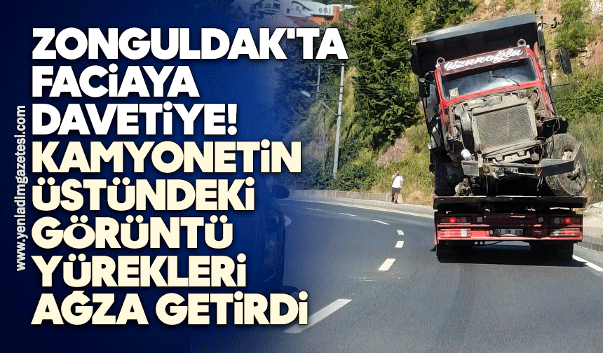 Zonguldak'ta faciaya davetiye! Kamyonetin üstündeki görüntü yürekleri ağza getirdi