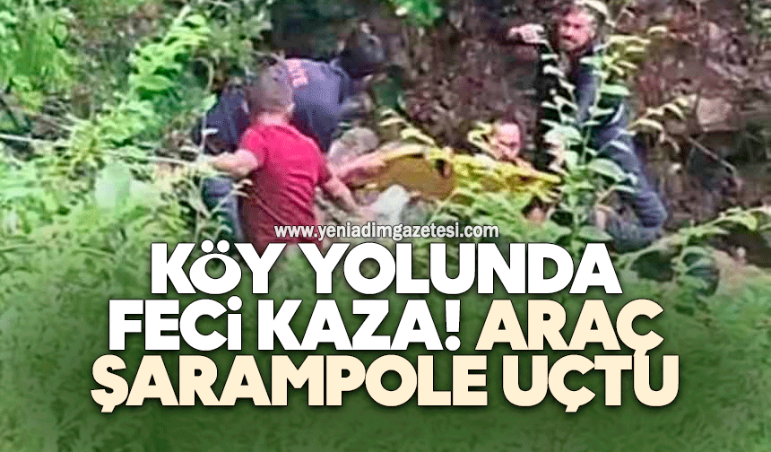 Köy yolunda feci kaza! Araç şarampole uçtu