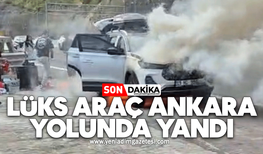 Lüks araç Ankara yolunda yandı