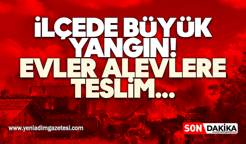 İlçede büyük yangın! Evler alevlere teslim...