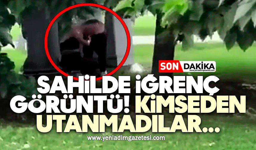 Sahilde iğrenç görüntü! Kimseden utanmadılar...