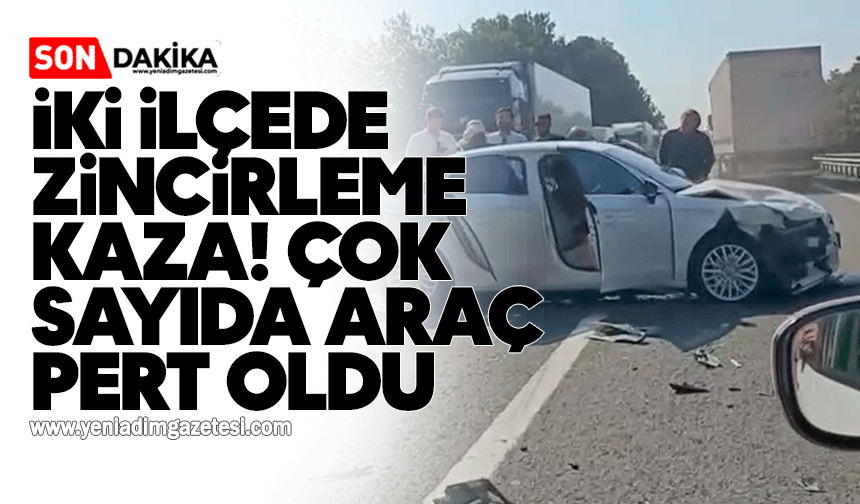 İki ilçede zincirleme kaza! Çok sayıda araç pert oldu