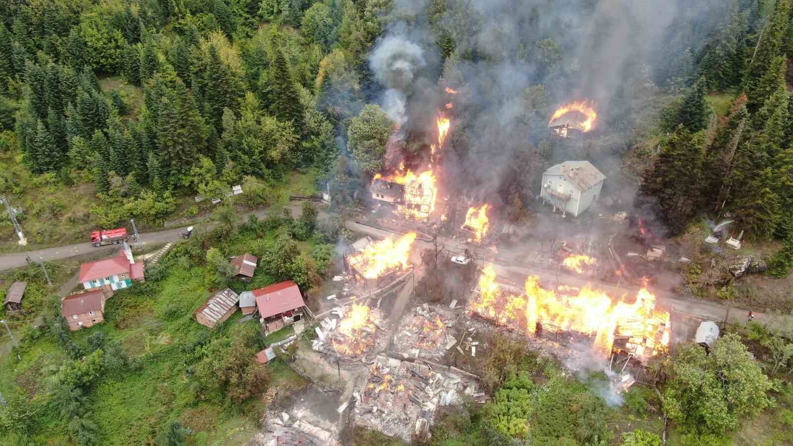 Köy yangınına müdahale sürüyor: 8 ev yanıyor