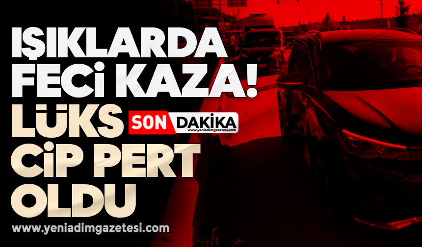 Işıklarda feci kaza: Lüks cip pert oldu